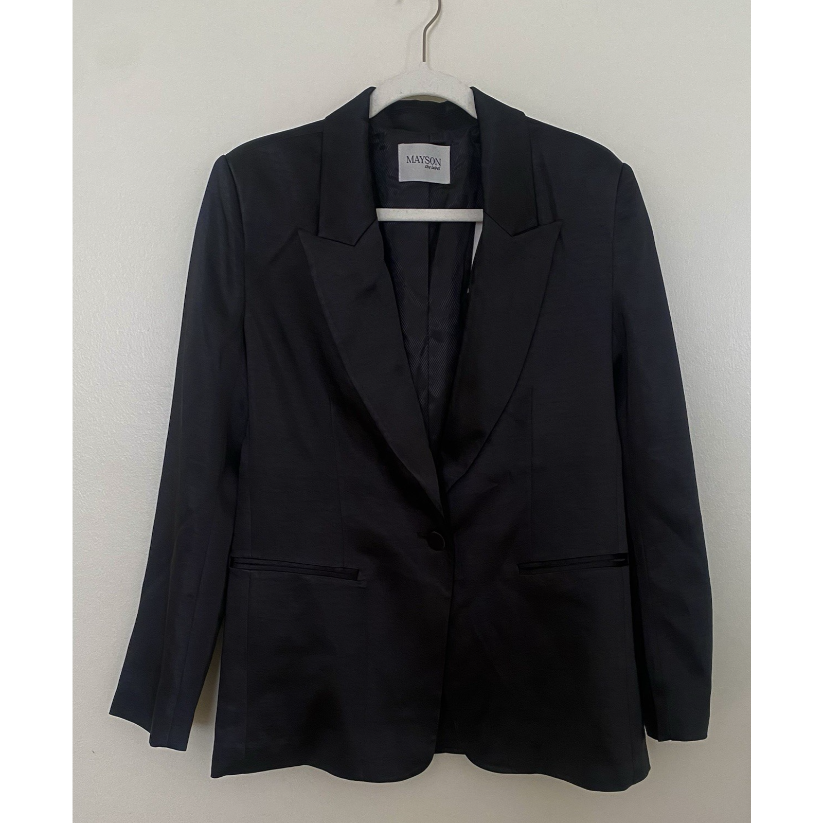 Nwt Mayson The Label Relaxed Satin Blazer Black S Formal Holiday Party Classic — image 6 of 8